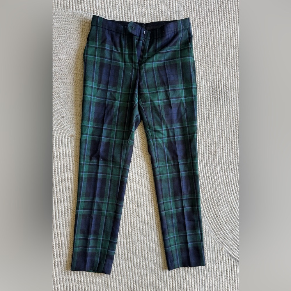 Burberry green tartan check slim ankle trousers
